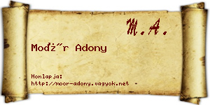 Moór Adony névjegykártya